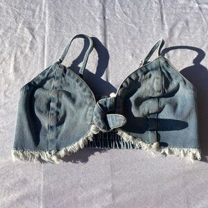 etophe studio denim cropped style top